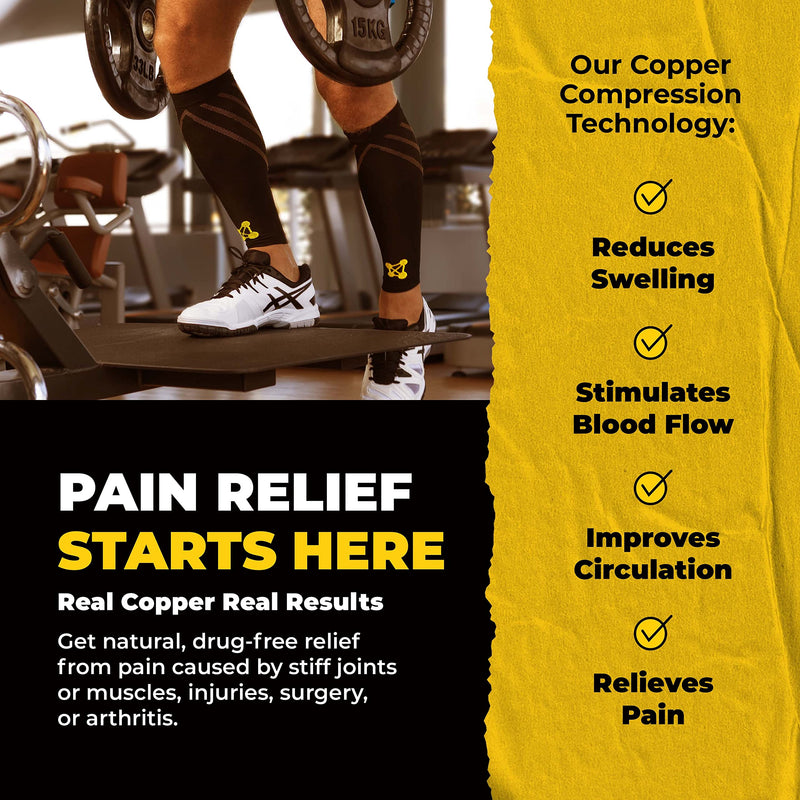 CopperJoint Compression Calf Sleeve – Copper-Infused High-Performance Design, Promotes Proper Blood Flow, Offers Superior Compression and Support for All Lifestyles - Pair Small - NewNest Australia