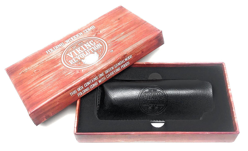 Foldable beard comb for men with case - Natural butterfly comb with gift box - Green sandalwood comb for grooming and combing hair, beards and mustaches from Viking Revolution - NewNest Australia