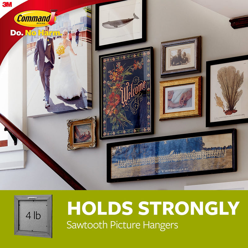 Command Sawtooth Hanger, 1-Hanger, 2-Strips, Decorate Damage-Free 1 Hanger - NewNest Australia