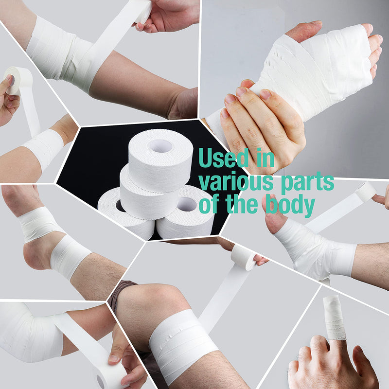 (3 Pack) White Athletic Sports Tape, Very Strong Easy Tear No Sticky Residue Tape for Athlete & Sport Trainers & First Aid Injury Wrap,Suitable for Bats,Tennis,Gymnastics & Boxing（1.5in X 35ft） - NewNest Australia