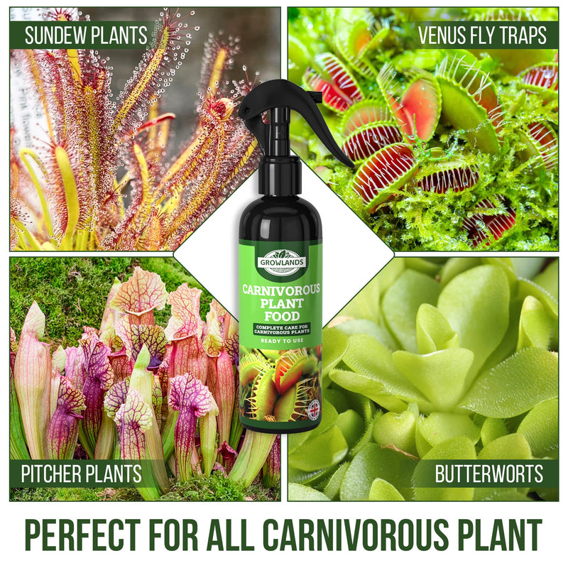 Growlands Carnivorous Plant Food Spray - 300 ml Plant Fertilizer - Designed for all Carnivorous Plants - Venus Fly Trap Plant Food, Sundew Food, Pitcher Plant Food - Ready to Use Spray - NewNest Australia