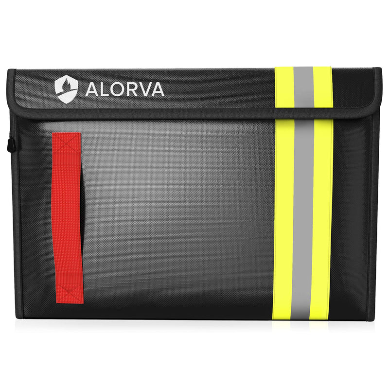 Alorva Fireproof & Water-Resistant Document Bag – 15.5 x 11 x 3-inch Pouch for Legal Documents & Valuables - Double-Layered Zippered Protection – Firefighter Designed (Black) Black - NewNest Australia