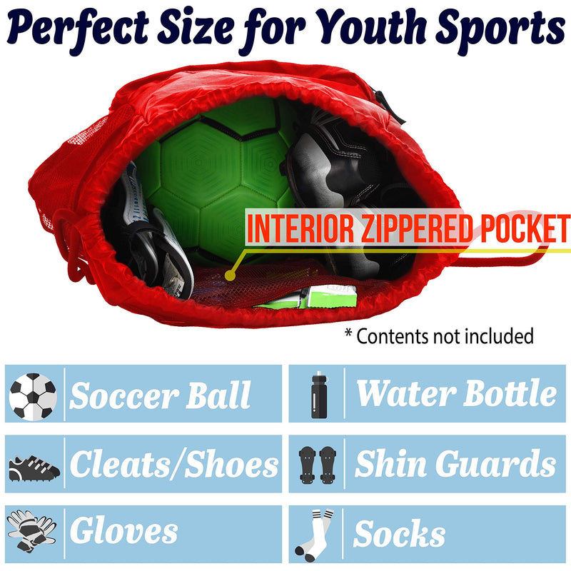 Athletico Drawstring Soccer Bag - Soccer Backpack for Boys or Girls Can Also Carry Basketball or Volleyball Red - NewNest Australia
