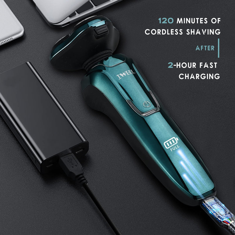 Electric Razor for Men, Mens Electric Razors Beard Shavers for Men Face 3 in 1 Rotary Shavers Nose Sideburn Trimmer Cordless Rechargeable Shaving Kit Wet Dry Use - NewNest Australia