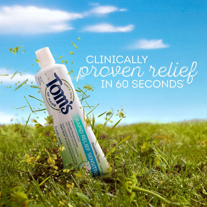 Tom's of Maine, Natural Rapid Relief Sensitive Toothpaste, Natural Toothpaste, Sensitive Toothpaste, Fresh Mint, 4 Ounce, 2-Pack 4 Ounce (Pack of 2) - NewNest Australia