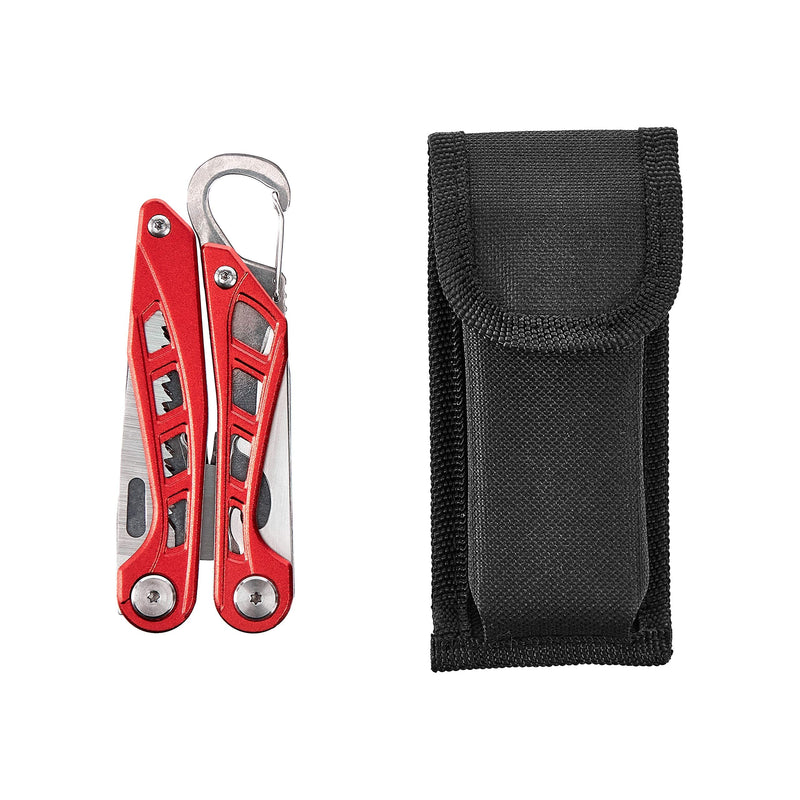 Amazon Basics 8-in-1 Stainless Steel Multitool Safety Lock with Nylon Sheath Red - NewNest Australia