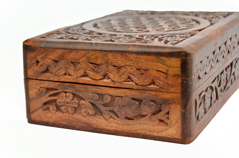 NewNest Australia - New Age Source The Carved Wood Box Flower of Life (Standard Version) (Standard Version) 