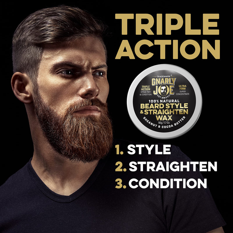 Gnarly Joe Beard Styling and Straightening Wax for Men, Unscented. 100% Natural Ingredients. Sheanut Butter, Cocoa Butter, Sweet Almond Oil. Ultra-Firm, 50 g - NewNest Australia