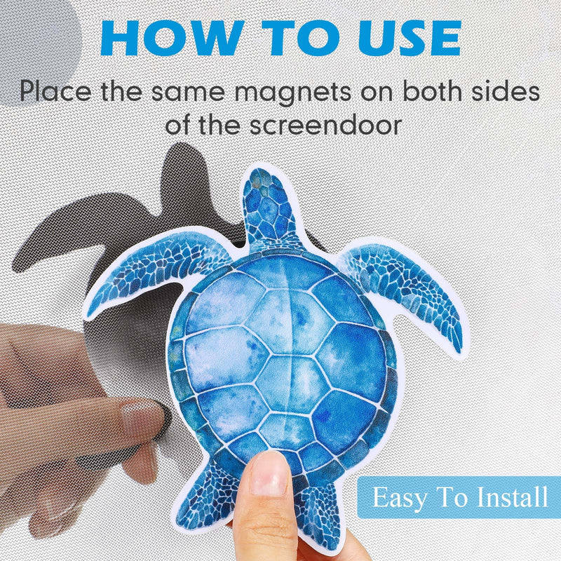 12 Pieces Screen Door Magnets Double Sided Sea Turtle Starfish Seaweed Magnetic Sticker Sliding Door Warning Retractable Removable Magnet for Screen Sliding Doors Protector Patio Pet Dog Safe - NewNest Australia