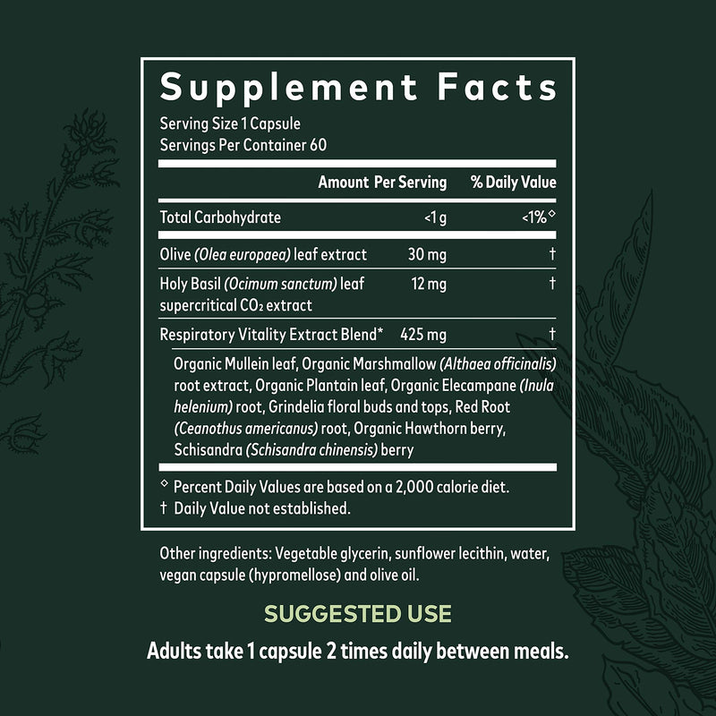 Gaia Herbs, Mighty Lungs, Lung and Respiratory Support, Mullein, Plantain, Vegan, Liquid Phyto Capsules, 60 Count (Pack of 1) - NewNest Australia