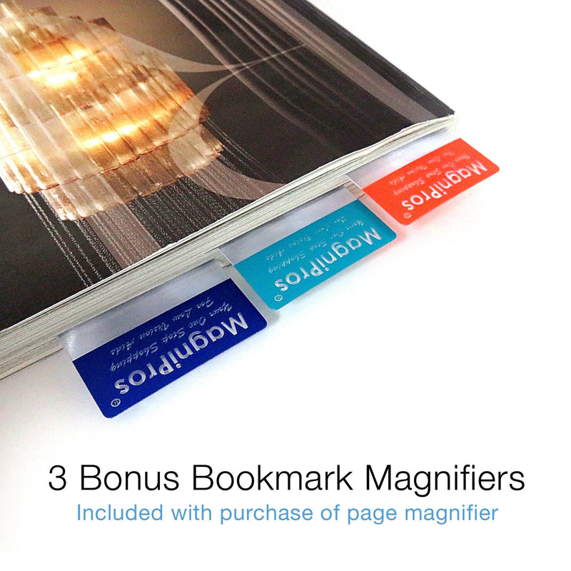 MagniPros Premium 3X (300%) Page Magnifying Lens with 3 Bonus Bookmark Magnifiers for Reading Small Prints, Low Vision Aids & Solar Projects - NewNest Australia