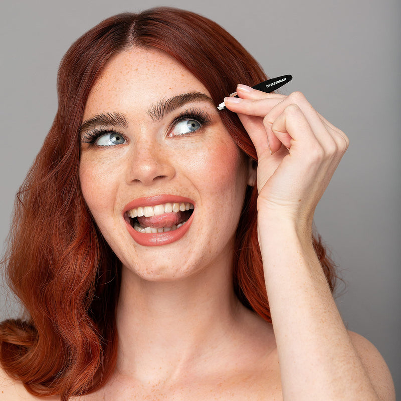 TWEEZERMAN tweezers mini version with hand-filed beveled tip for eyebrow plucking, Black Leopard - NewNest Australia
