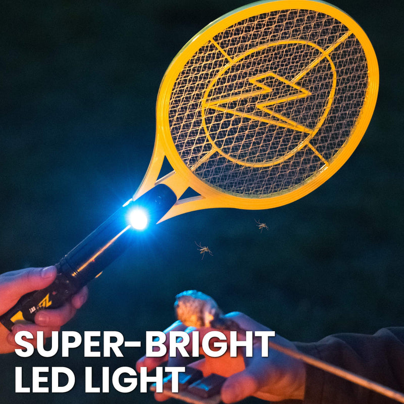 ZAP IT! Bug Zapper Rechargeable Bug Zapper Racket W/ Blue Light Attractant, 4,000 Volt, USB Charging Cable Large Yellow - NewNest Australia