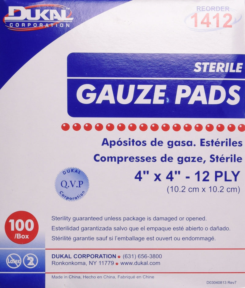 DKL1412 - Dukal Sterile Gauze Pad, 4x4, 12 ply - NewNest Australia