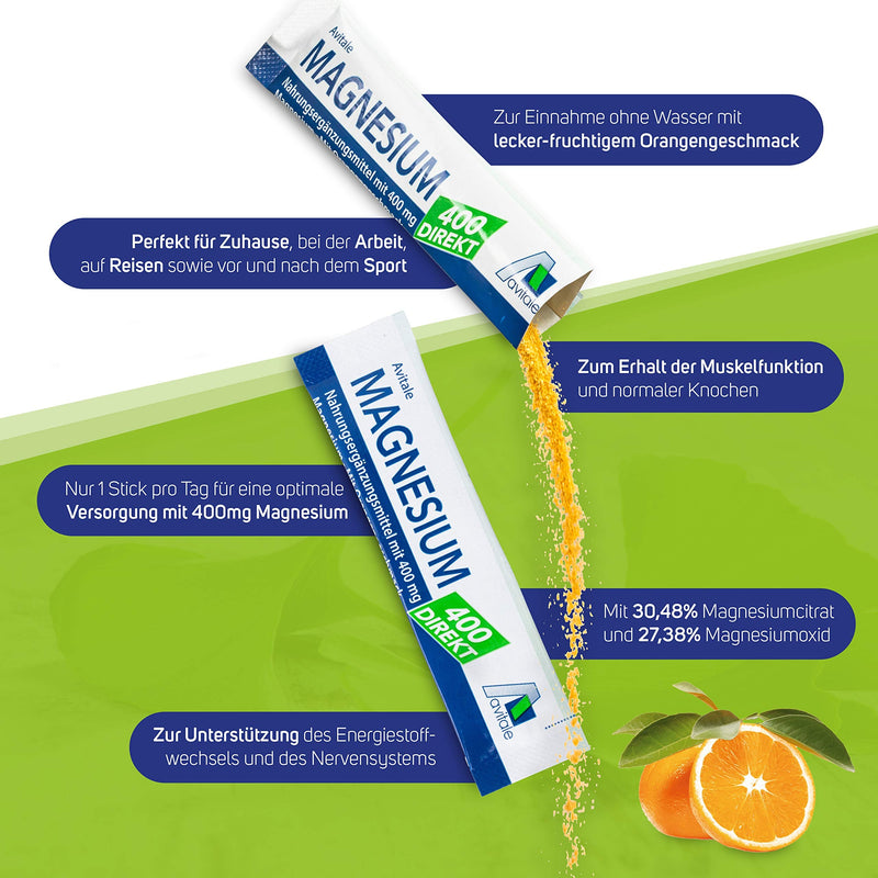 Avitale Magnesium 400 direct orange - direct granules to be taken without water, 210 g - NewNest Australia