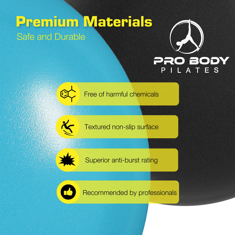 ProBody Pilates Mini Exercise Ball with Pump - 9 Inch Small Bender Ball for Stability, Barre, Pilates, Yoga, Balance, Core Training, Stretching and Physical Therapy with Workout Guide Teal - NewNest Australia