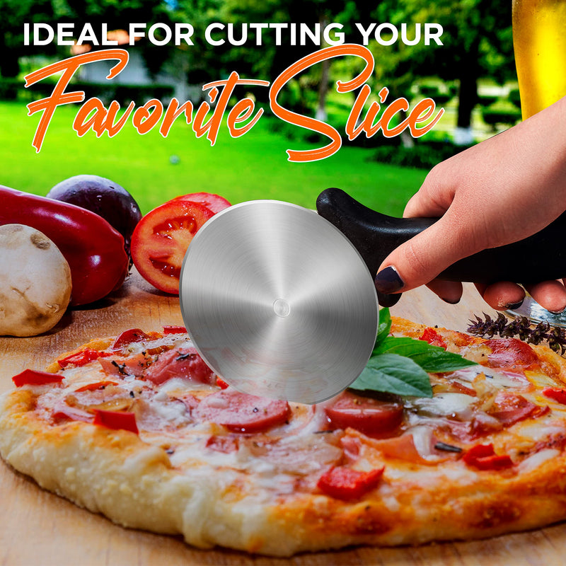 Stainless Steel Pizza Cutter Wheel - Premium & Sharp Durable Slicer with Built-in Finger Guard, Non-Slip Plastic Handle, Dishwasher Safe, Cuts Through Bread, Pasta, Pies, Dough, Desserts - NewNest Australia