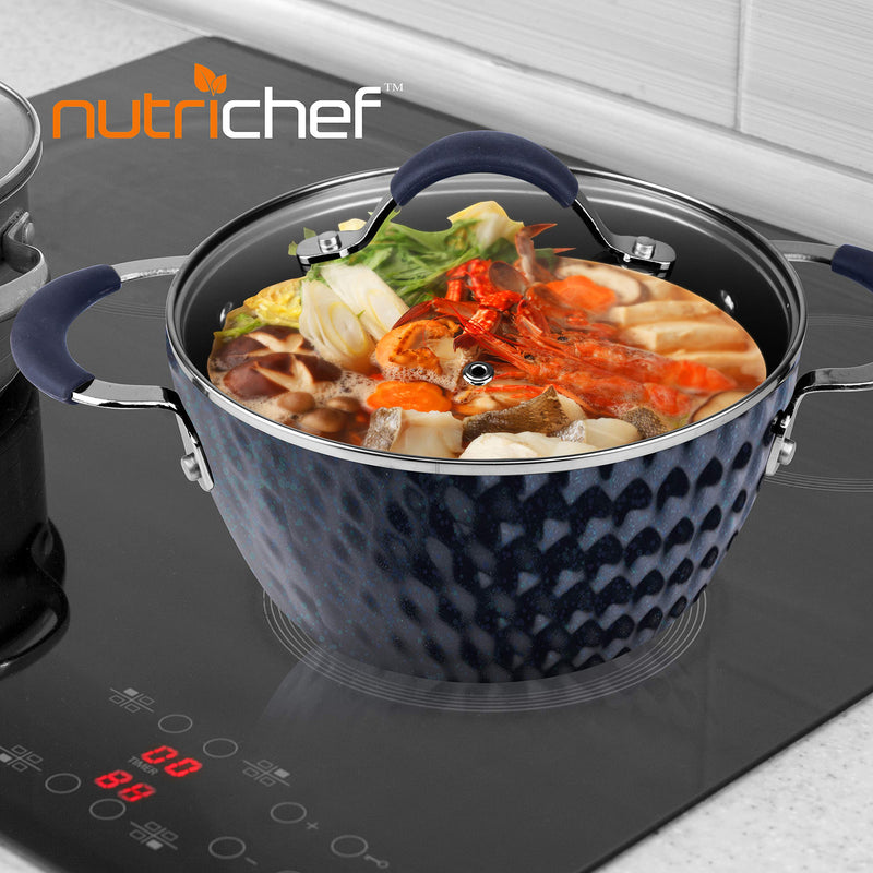 Durable Non-Stick Dutch Oven Pot - High-Qualified Kitchen Cookware with See-Through Tempered Glass Lids, 3.6 Quarts, Works with Model: NCCW11DS), One size, Blue - NutriChef PRTNCCW11DSDOP - NewNest Australia