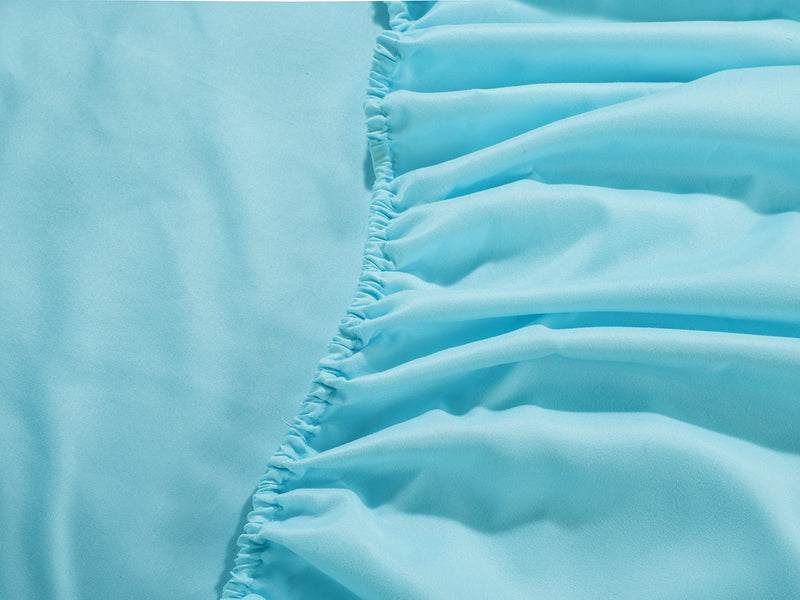 Mocassi Twin Fitted Sheet - Deep Pocket Cooling Sheets up to 16 inch - Hotel Luxury 1800 Thread Count - Softest Sheets - Wrinkle Resistant - 1 Single Bottom Fitted Sheet, Twin, Aqua Blue - NewNest Australia