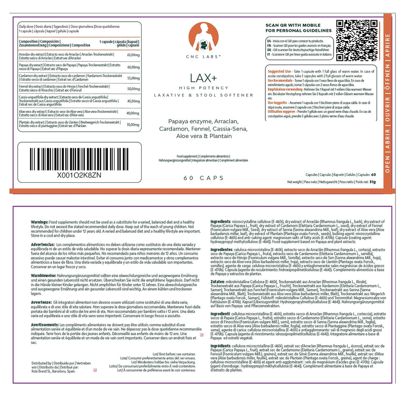 Lax+ 7-In-1 | Laxative For Constipation, Stool Softener, 100% Natural, Laxative Fast Acting Strong, Relieves Constipation | Papaya, Arraklan, Cardamom, Fennel, Sena, Aloe & Plants - NewNest Australia
