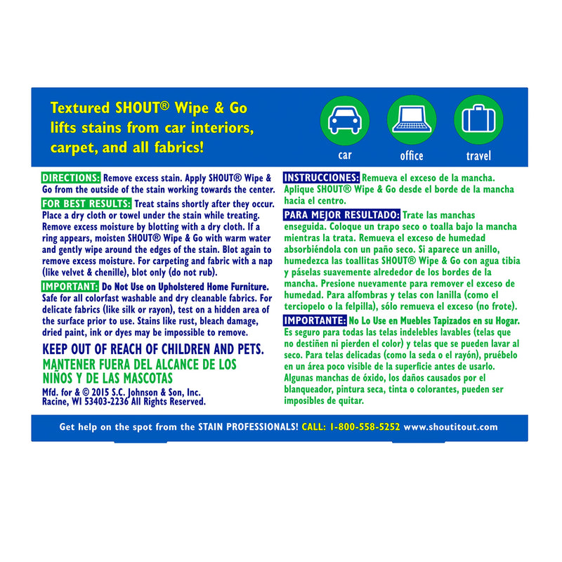 Shout Wipe and Go Instant Stain Remover, for On-the-Go Laundry Stains, 12 Count - Pack of 6 (72 Total Wipes) Pack of 6 (72 Total Wipes) - NewNest Australia