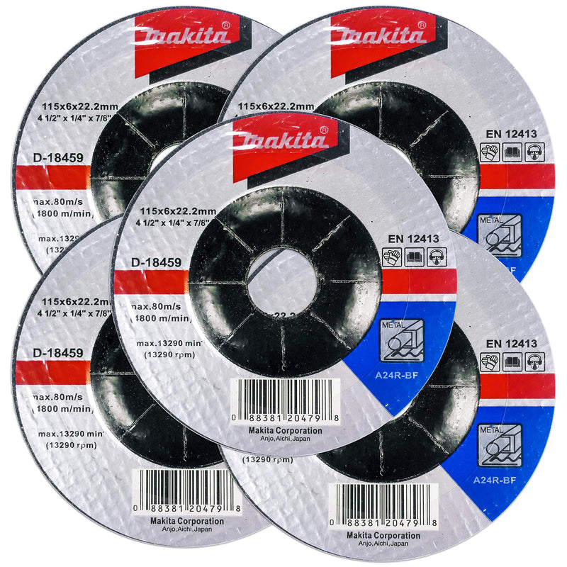 Makita 5 Pack - 4.5" Grinding Wheel For Grinders - Aggressive Grinding For Metal - 4-1/2 x 1/4 x 7/8-Inch - NewNest Australia