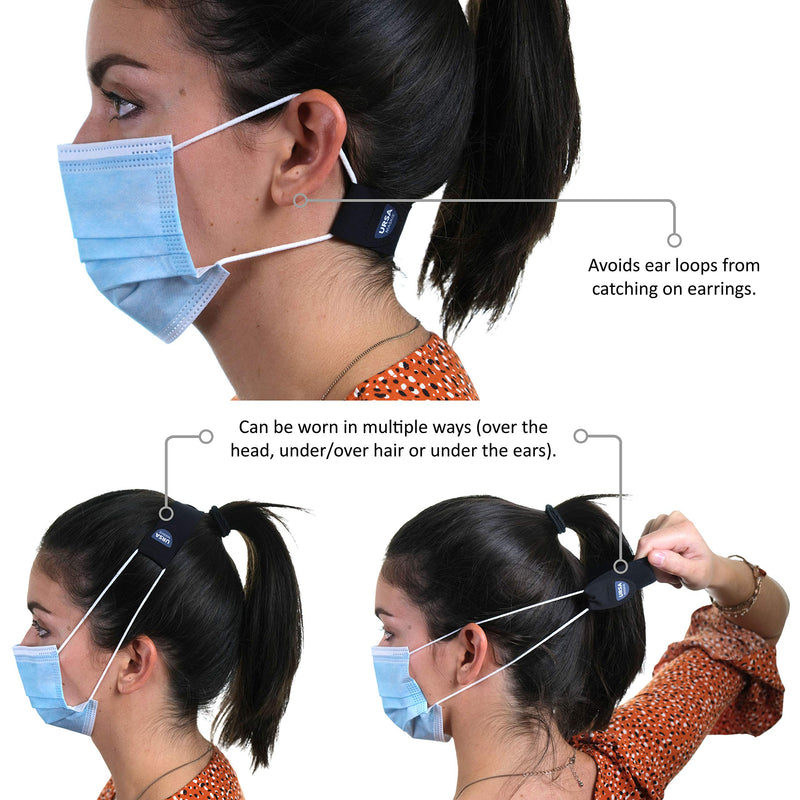 URSA Maskies: Soft, Light, Stretchy & Comfortable Face Mask Ear Savers. Premium Quality Fabric with Strong Adjustable Low-Profile Hook Tape. Made in The UK - NewNest Australia