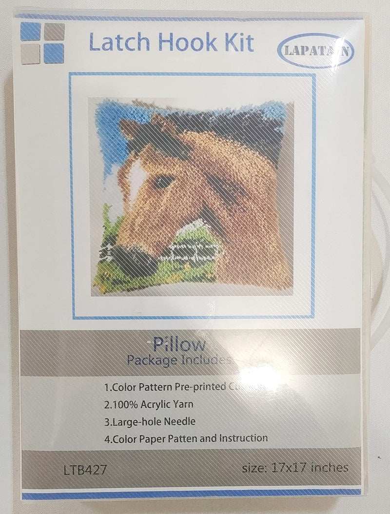 LAPATAIN Latch Hook Kits for DIY Throw Pillow Cover,Needlework Cushion Cover Hand Craft Crochet for Great Family 17X17inch(Brown Horse) Brown Horse - NewNest Australia