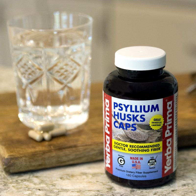 Yerba Prima Psyllium Husk Caps - 180 Capsules (Pack of 2) - Easy to Swallow Fiber Supplement - Colon Cleanse - Gut Health - Vegan Non-GMO Gluten Free - NewNest Australia