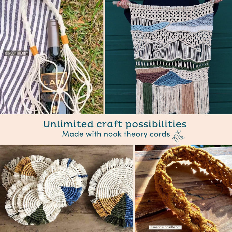 Nook Theory 3mm Macrame Cord 220 Yards - 4mm 5mm Soft Macrame Rope Perfect for Knots - Macrame Supplies for Wall Hangers & Boho Decorations - Cotton Rope - Macrame String (Cream 3mm) Cream 3mm*220yards - NewNest Australia