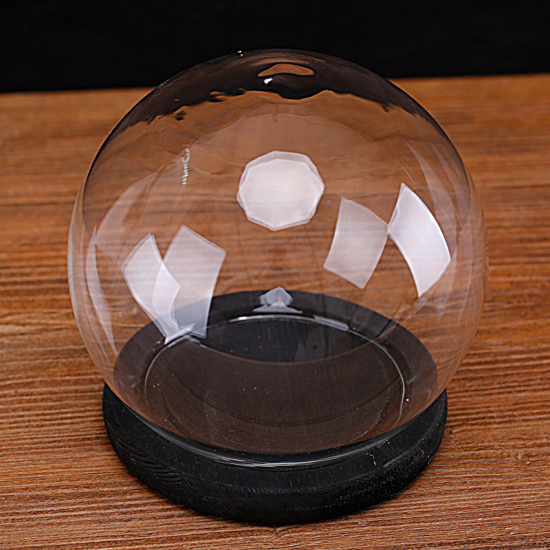 NewNest Australia - MyGift Clear Glass 6-Inch Terrarium & Keepsake Display Globe with Black-Stain Wood Base 