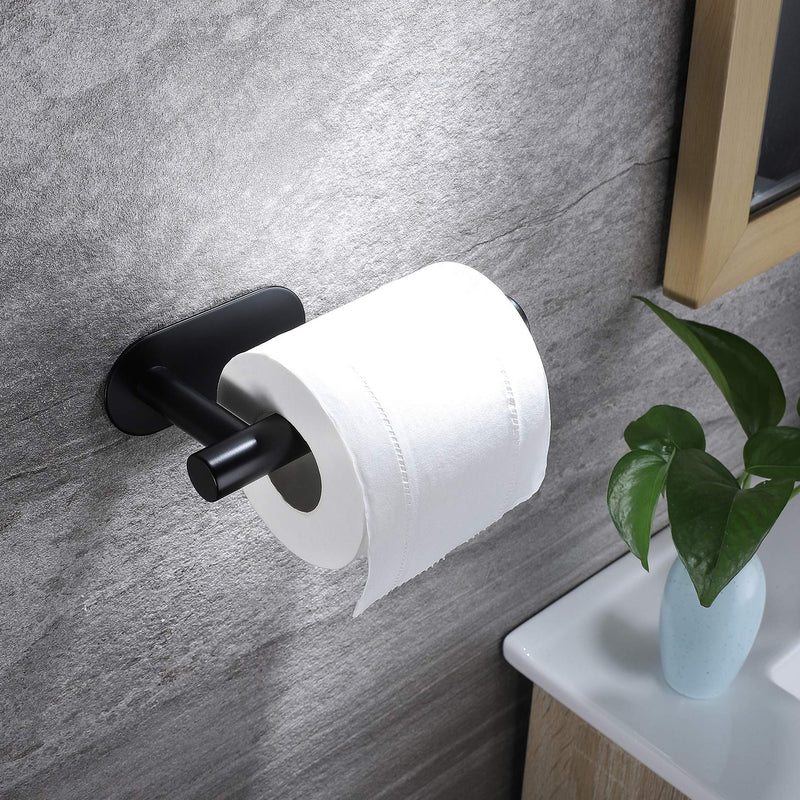 YIGII Adhesive Toilet Paper Holder - SelfAdhesive Black Toilet Paper Roll Holder Wall Mount for Bathroom and Kitchen, SUS-304 Stainless Steel 1 - NewNest Australia