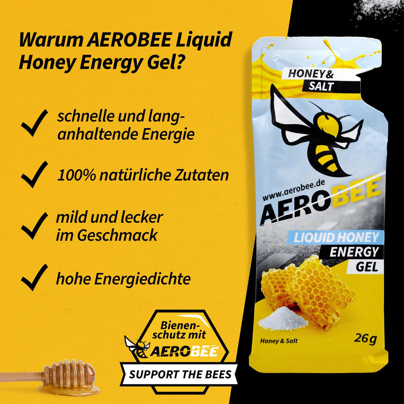 Aerobee Energy Liquid Gel - Honey & Salt 10 X 26 G [100% Natural Energy Gel Made Of Honey] Really Delicious Sports Gel For Endurance Sports, Energy Gel Running, Power Gel Sport, Carbohydrate Gel - NewNest Australia