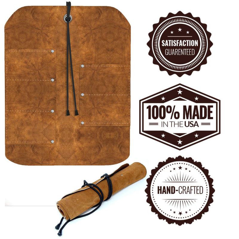 UJ Ramelson Tool Roll Holder, Durable Rollable Roll-up Hanging Pocket Pouch for Chisels, Hammers, Gouges, and More (5 Pocket, Leather) 5 Pocket - NewNest Australia