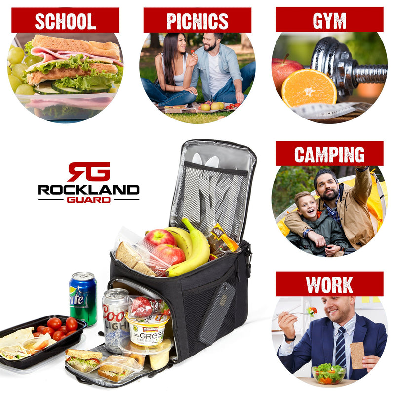 NewNest Australia - Rockland Guard - Insulated Meal Prep Bag Cooler - Portable Hot or Cold Lunch Box for Meal Management at Work, Gym or Travel. 