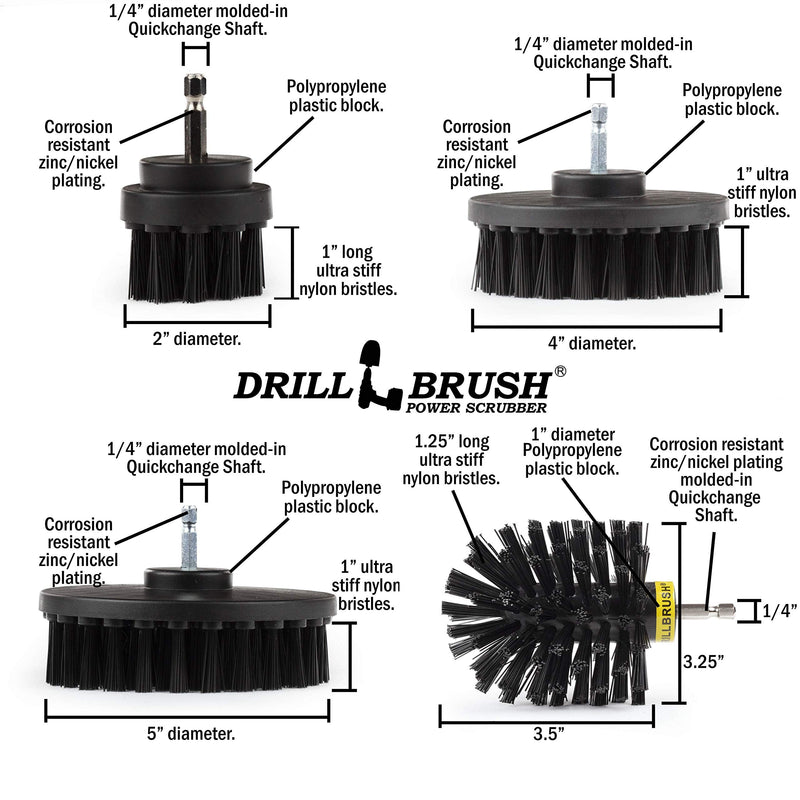 BBQ Grill Cleaning Ultra Stiff Drill Powered Cleaning Brushes 4 Piece Kit Replaces Wire Brushes for Rust Removal, Loose Paint, De-Scaling, Graffiti Removal on Stone, Brick, and Masonry. Black - NewNest Australia