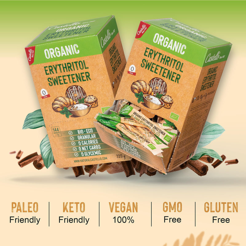 Natural Erythritol Bio Organic | 144 Bags Of 5G | Sugar Substitute - Keto And Paleo - 0 Glycemic Index - Calorie Free - 0 Net Carbs - No Gmo - Castello Since 1907-720 G - NewNest Australia