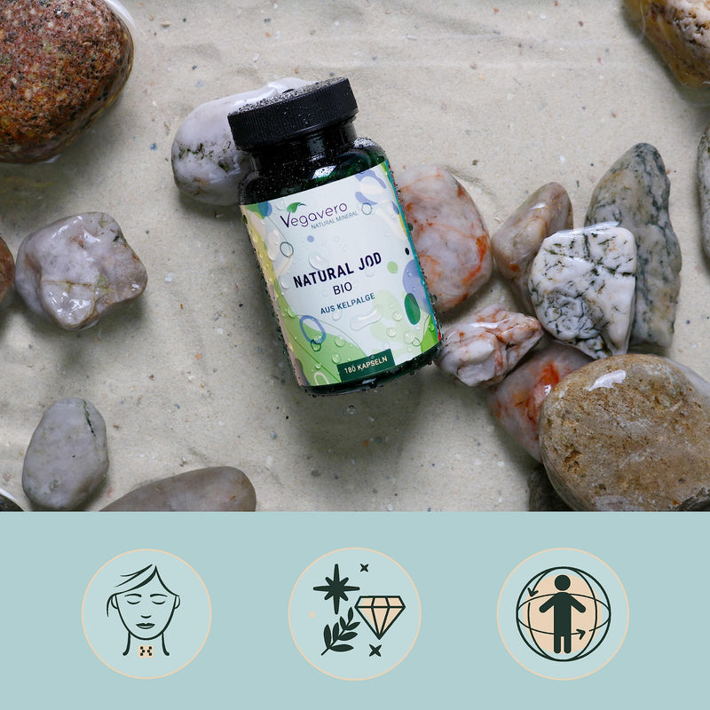 Iodine From Organic Kelp Vegavero | 100% Organic & Natural | Puresea From Scottish Brown Algae | 150 Œºg | Vegan & Without Additives | Laboratory Tested | 180 Capsules - NewNest Australia