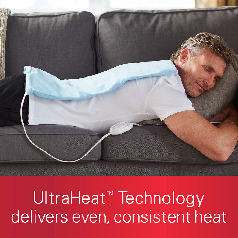 Sunbeam Heating Pad for Pain Relief | XL King Size UltraHeat, 3 Heat Settings with Moist Heat | Light Blue, 12-Inch x 24-Inch - NewNest Australia