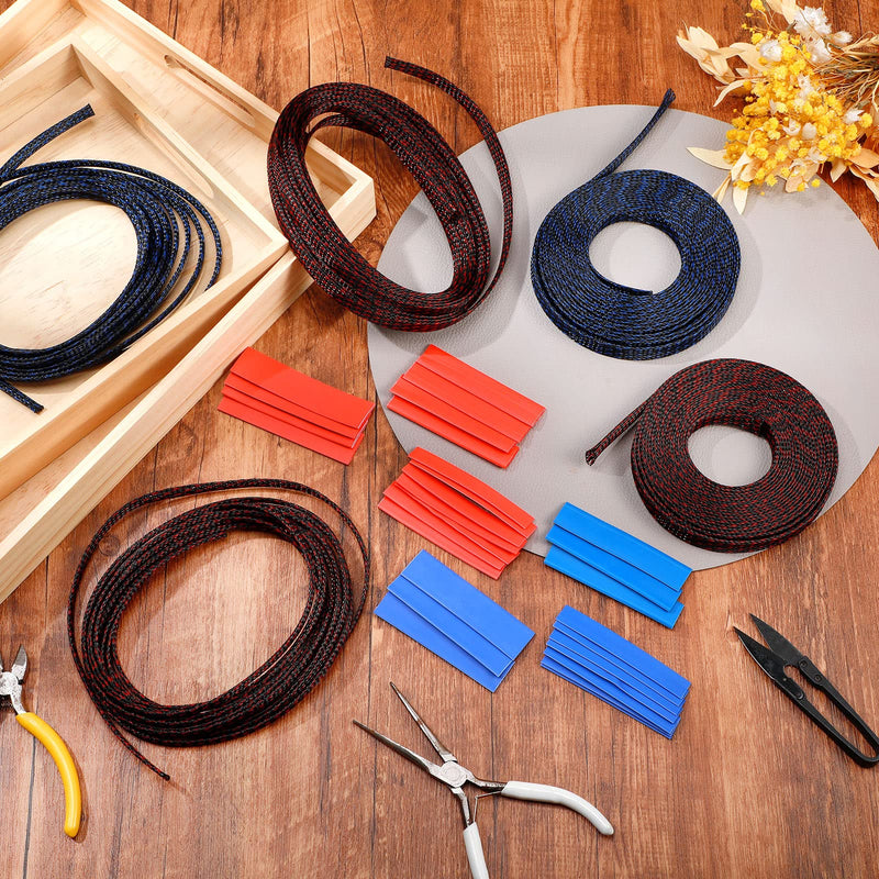 6 Rolls of 16 ft Wire Loom Braided Cable Sleeve with 127 Pieces Heat Shrink Tube for Audio Video and Other Home Device Cable Automotive Wire (Red, Blue and Black,1/2 Inch, 1/4 Inch, 3/8 Inch) 1/2 Inch, 1/4 Inch, 3/8 Inch Red, Blue and Black - NewNest Australia
