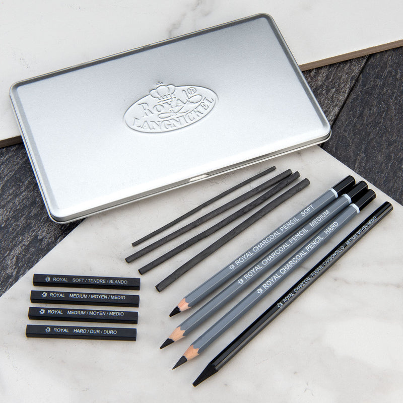 Royal & Langnickel RSET-ART2503 Small Tin Charcoal Drawing Art Set 1 Pack - NewNest Australia