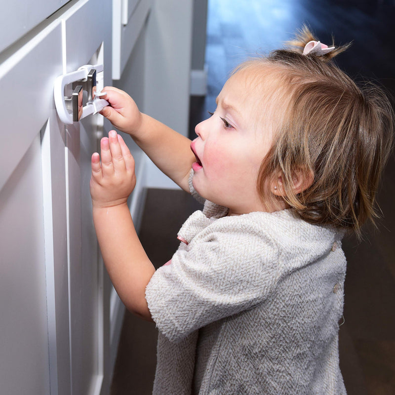 Child Proof Locks for Cabinet Doors, Adjustable U-Shaped, Door Latch 4 PCK White - NewNest Australia