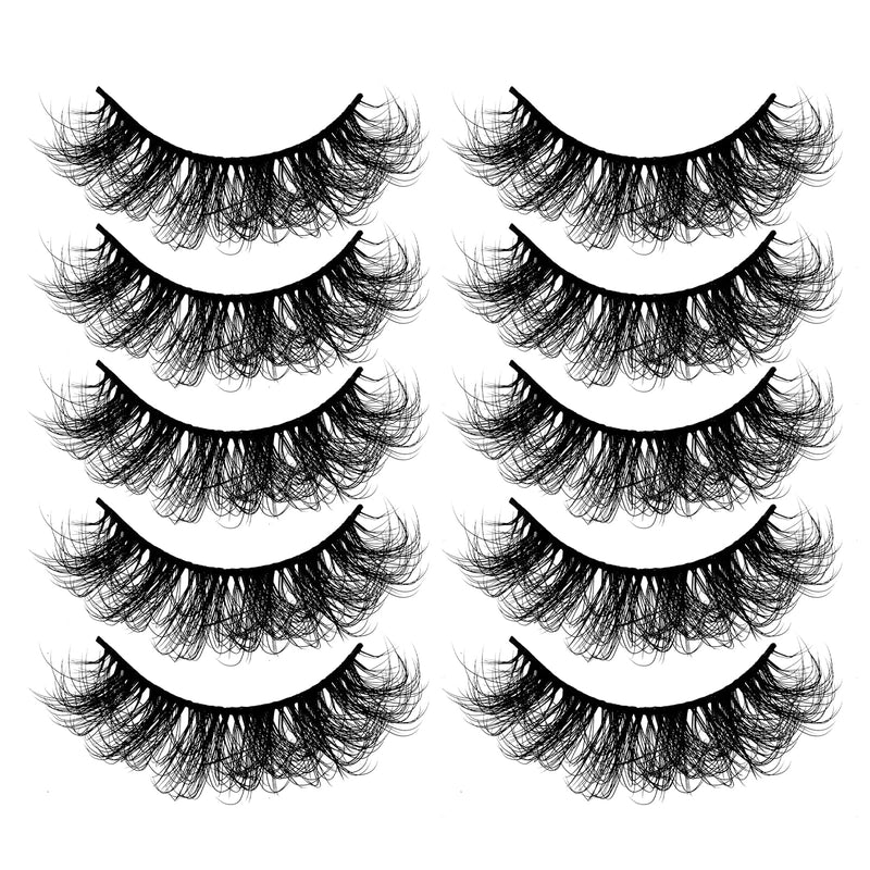 Sibba Multi-layered 5D Lashes False Eyelashes 10 Pairs Dramatic 20 mm Faux Mink Fake Lashes Pack Wispy Long Thick High Crossed Volume Fluffy Eyelash Extension Strip Eye Makeup - NewNest Australia