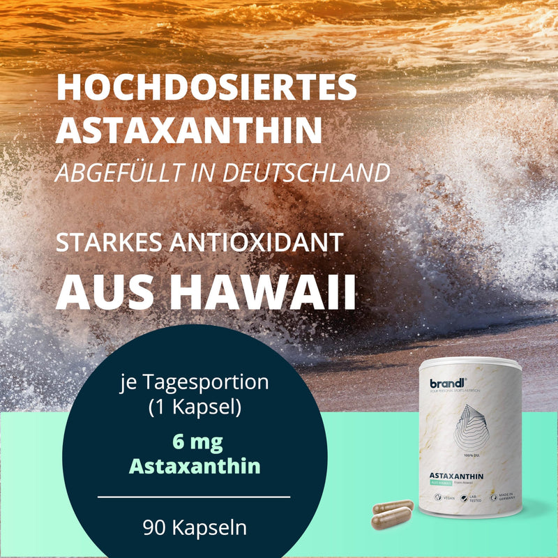 brandl® Astaxanthin high dosage with antioxidants from Hawaii | Produced in Germany premium quality | 90 vegan astaxanthin capsules with 6mg astaxanthin each - NewNest Australia