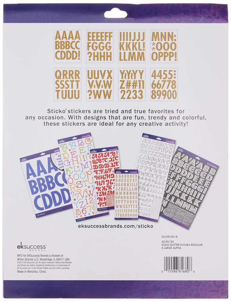 Sticko Alphabet Stickers, Regular X-Large, Gold Glitter Futura - NewNest Australia