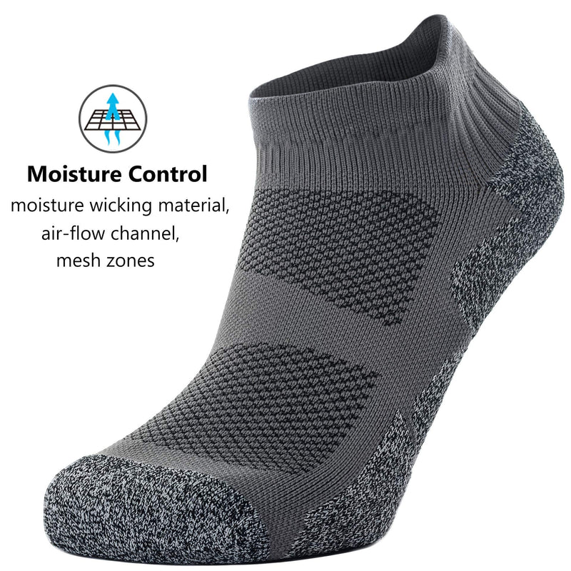 CWVLC Unisex Cushioned Compression Athletic Ankle Socks Multipack Large 3-pairs Charcoal - NewNest Australia