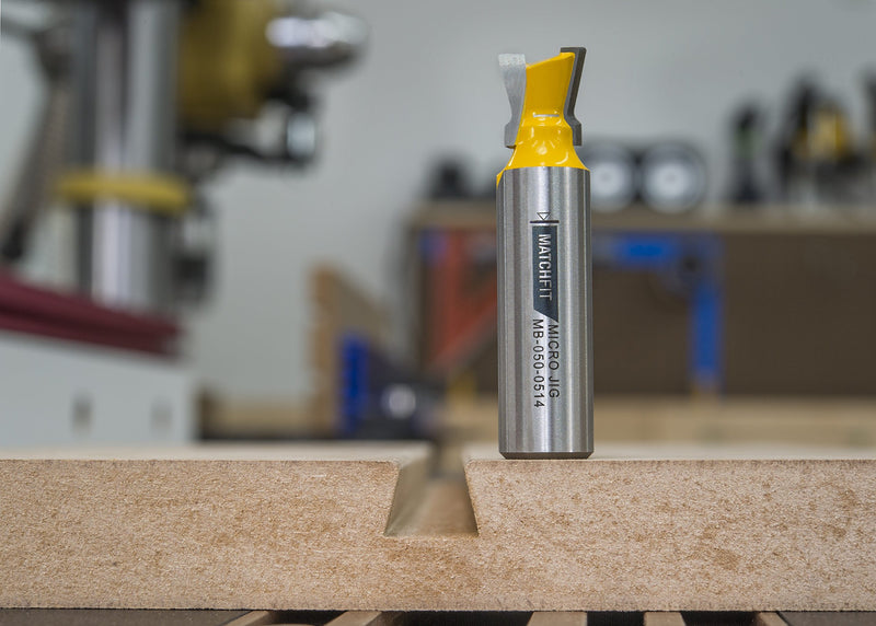 Micro Jig MB-050-0514 MATCHFIT Dovetail Router Bit For Dovetail Clamps, 14°, ½” Dovetail Profile, Yellow - NewNest Australia