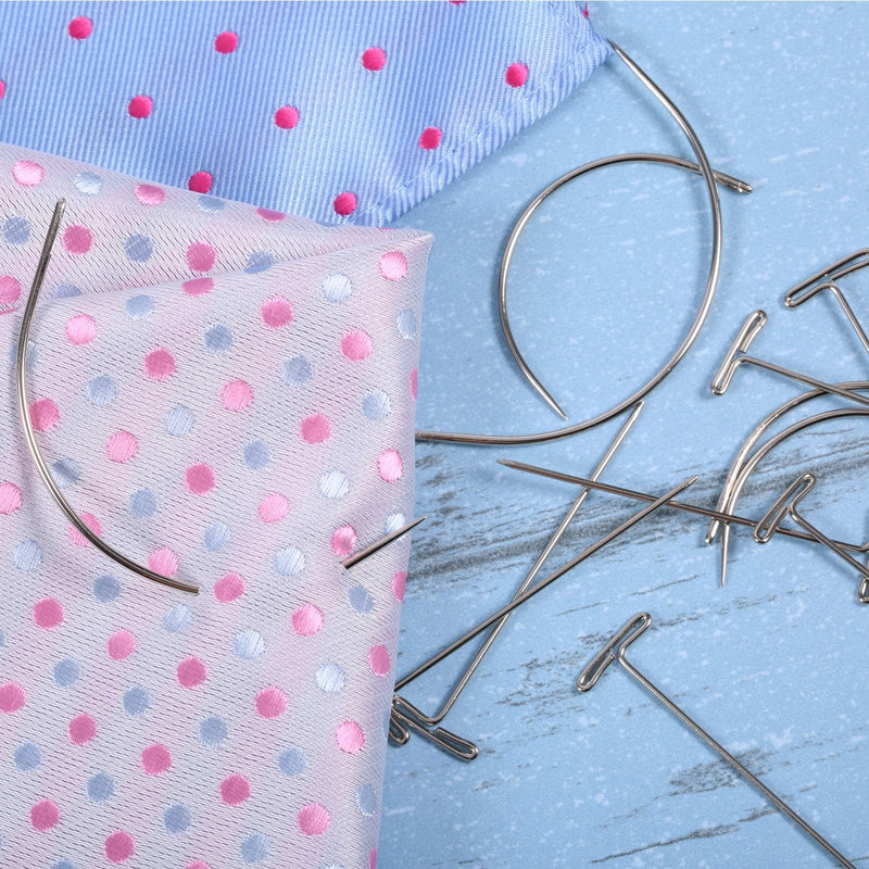 70 Pieces Wig Making Pins Needles Set, Wig T Pins and C Curved Needles Hair Weave Needles for Wig Making, Blocking Knitting, Modelling and Crafts - NewNest Australia