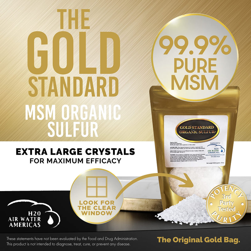 Gold Standard Organic Sulfur Crystals 1lb - 99.9% Pure MSM Crystals - Largest Granular Flakes Available - 3rd Party Tested 1 Pound (Pack of 1) - NewNest Australia