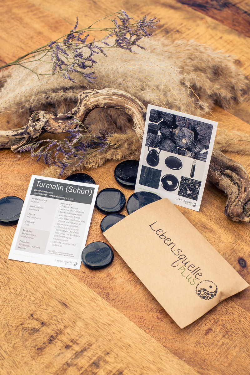 Black Tourmaline Schörl Disc Stone | Hand flatterer pocket stone | Real Gemstone Life Source Plus - NewNest Australia